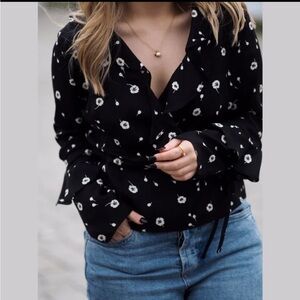 Topshop Daisy V Neck Long Sleeve Wrap top, US6, S